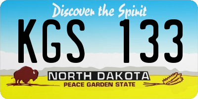 ND license plate KGS133