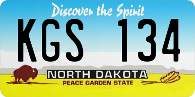 ND license plate KGS134