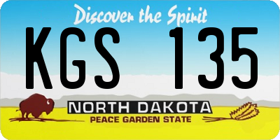 ND license plate KGS135