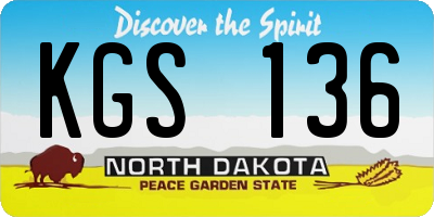 ND license plate KGS136