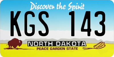 ND license plate KGS143