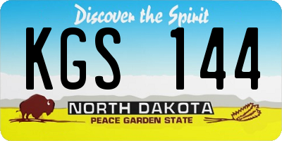 ND license plate KGS144