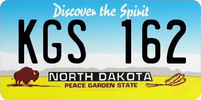 ND license plate KGS162