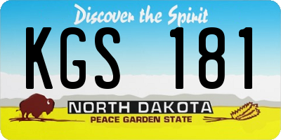 ND license plate KGS181