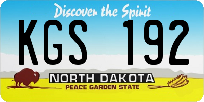 ND license plate KGS192