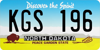 ND license plate KGS196