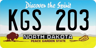 ND license plate KGS203