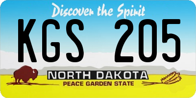ND license plate KGS205