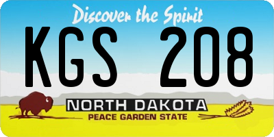 ND license plate KGS208