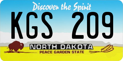 ND license plate KGS209