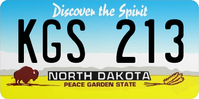 ND license plate KGS213