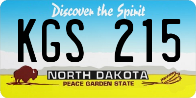 ND license plate KGS215