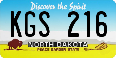 ND license plate KGS216