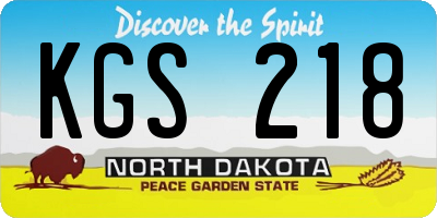 ND license plate KGS218