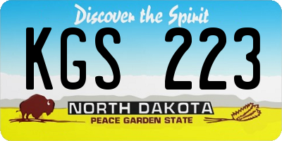 ND license plate KGS223