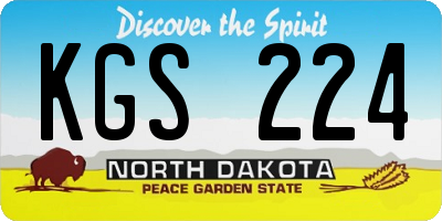 ND license plate KGS224