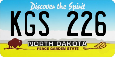 ND license plate KGS226