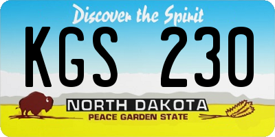 ND license plate KGS230