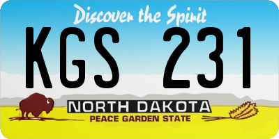 ND license plate KGS231