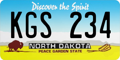 ND license plate KGS234