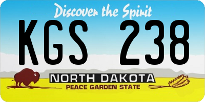 ND license plate KGS238