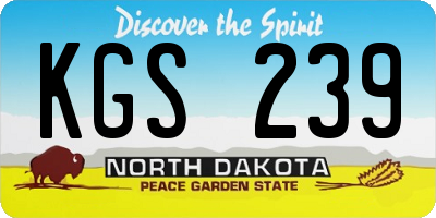 ND license plate KGS239