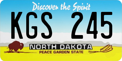 ND license plate KGS245
