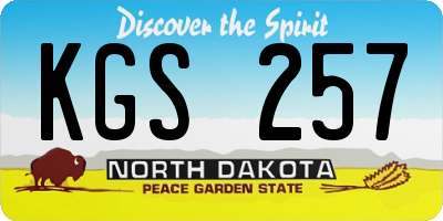 ND license plate KGS257