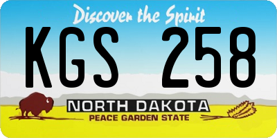 ND license plate KGS258