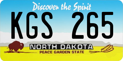 ND license plate KGS265