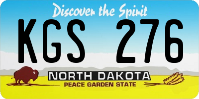 ND license plate KGS276