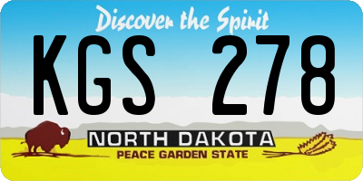 ND license plate KGS278