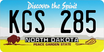 ND license plate KGS285