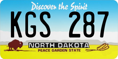 ND license plate KGS287