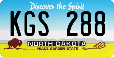 ND license plate KGS288