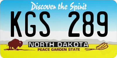 ND license plate KGS289