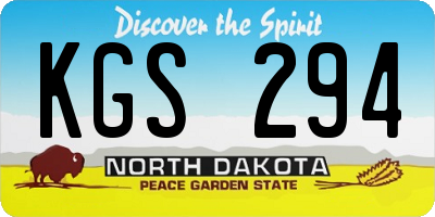 ND license plate KGS294