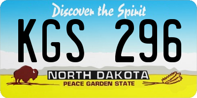 ND license plate KGS296
