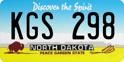 ND license plate KGS298