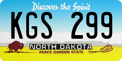 ND license plate KGS299