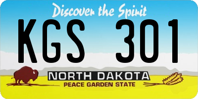 ND license plate KGS301