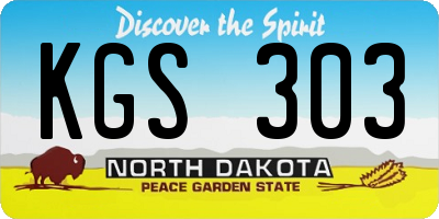 ND license plate KGS303