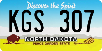 ND license plate KGS307