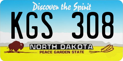 ND license plate KGS308