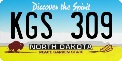 ND license plate KGS309