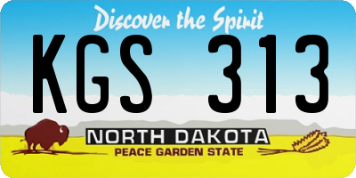 ND license plate KGS313