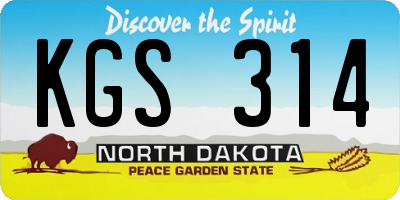 ND license plate KGS314