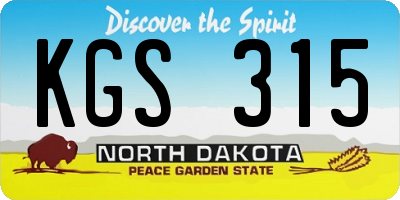 ND license plate KGS315