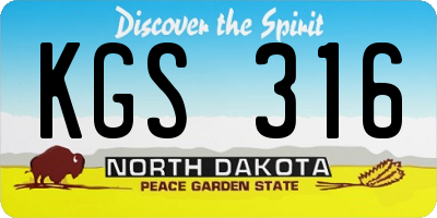 ND license plate KGS316
