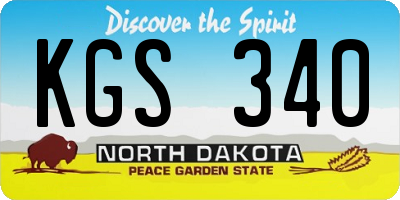 ND license plate KGS340